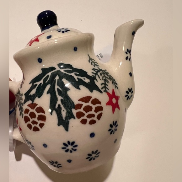 NWT WIZA POLISH POTTERY TEAPOT ORNAMENT. - Picture 2 of 5